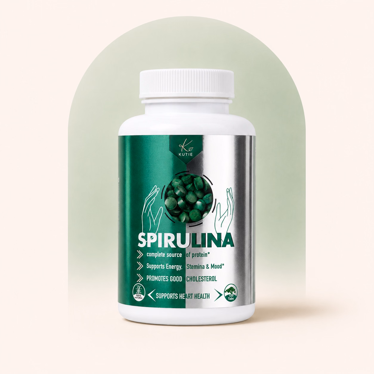 Flacon du produit SPIRULINA sur fond clair